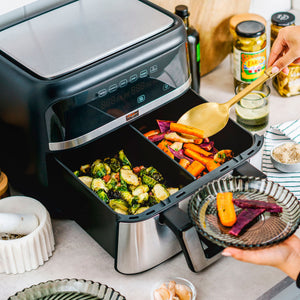 bella PRO - 9-qt. TriZone Touchscreen Air Fryer with Dual Flex Basket - Stainless Steel