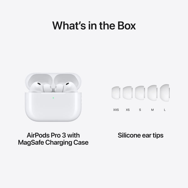 Apple - AirPods Pro 3, Wireless Active Noise Cancelling Earbuds with Heart Rate Sensing Feature - White