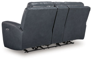 Bexhurst - Power Reclining Loveseat With Console / Adjustable Headrest #blue