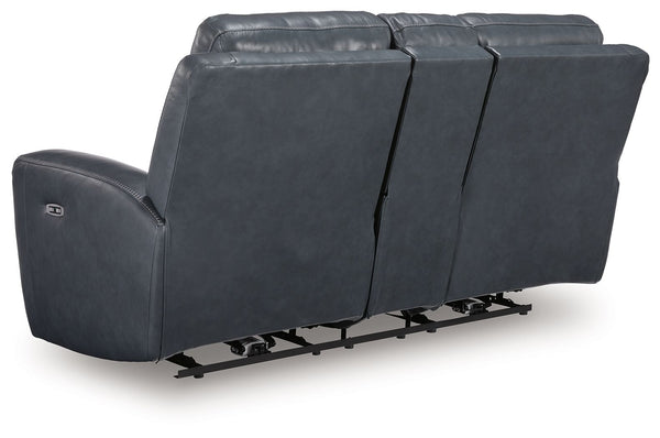 Bexhurst - Power Reclining Loveseat With Console / Adjustable Headrest #blue