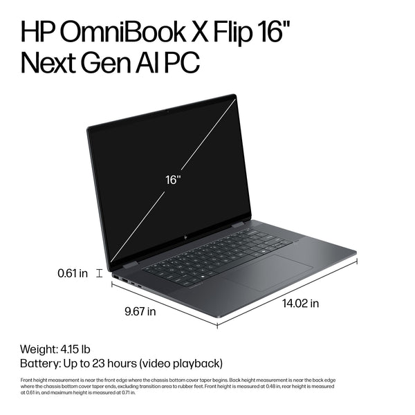 HP - OmniBook X Flip 2-in-1 - Copilot+ PC - 16" 2K Touch-Screen Laptop - Intel Core Ultra 7 256V '24 - 16GB Memory - 1TB SSD - Eclipse Gray
