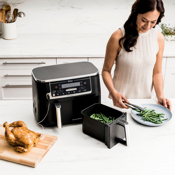 Ninja - Foodi 6-in-1 10-qt. XL 2-Basket Air Fryer with DualZone Technology & Smart Cook System - Black
