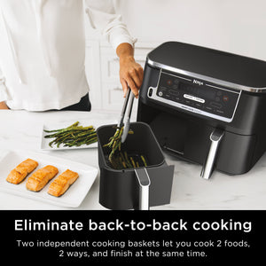 Ninja - Foodi 6-in-1 10-qt. XL 2-Basket Air Fryer with DualZone Technology & Smart Cook System - Black