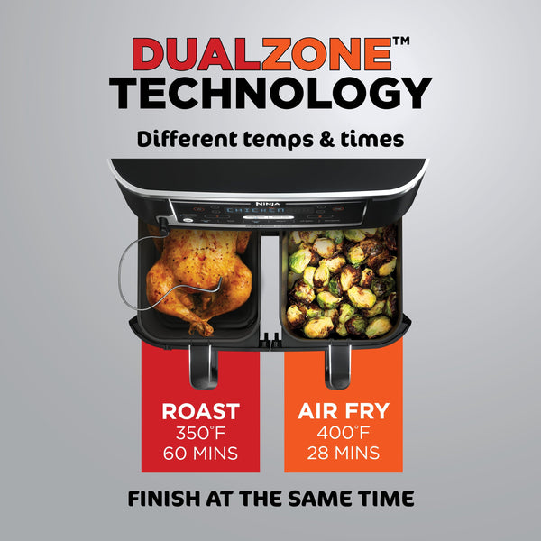 Ninja - Foodi 6-in-1 10-qt. XL 2-Basket Air Fryer with DualZone Technology & Smart Cook System - Black
