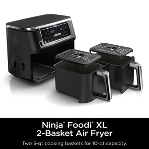 Ninja - Foodi 6-in-1 10-qt. XL 2-Basket Air Fryer with DualZone Technology & Smart Cook System - Black