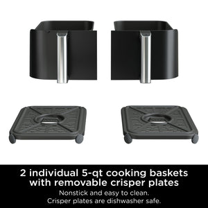 Ninja - Foodi 6-in-1 10-qt. XL 2-Basket Air Fryer with DualZone Technology & Smart Cook System - Black