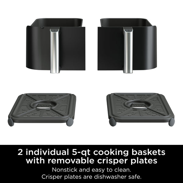 Ninja - Foodi 6-in-1 10-qt. XL 2-Basket Air Fryer with DualZone Technology & Smart Cook System - Black
