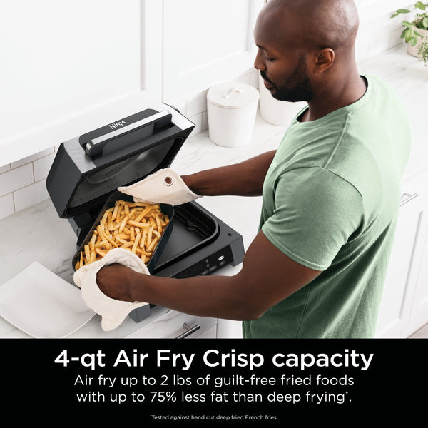 Ninja - Foodi Smart XL 6-in-1 Countertop Indoor Grill with Smart Cook System, 4-quart Air Fryer - Dark Grey/Stainless