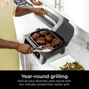 Ninja - Foodi Smart XL 6-in-1 Countertop Indoor Grill with Smart Cook System, 4-quart Air Fryer - Dark Grey/Stainless