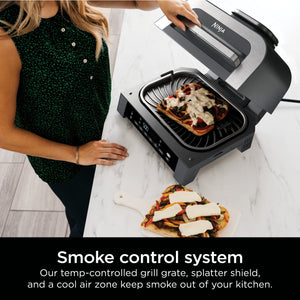 Ninja - Foodi Smart XL 6-in-1 Countertop Indoor Grill with Smart Cook System, 4-quart Air Fryer - Dark Grey/Stainless