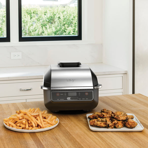 Ninja - Foodi 6-in-1 Countertop Indoor Grill with 4-quart Air Fryer, Roast, Bake, Broil, Dehydrate - Stainless Steel