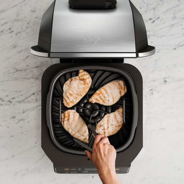 Ninja - Foodi 6-in-1 Countertop Indoor Grill with 4-quart Air Fryer, Roast, Bake, Broil, Dehydrate - Stainless Steel