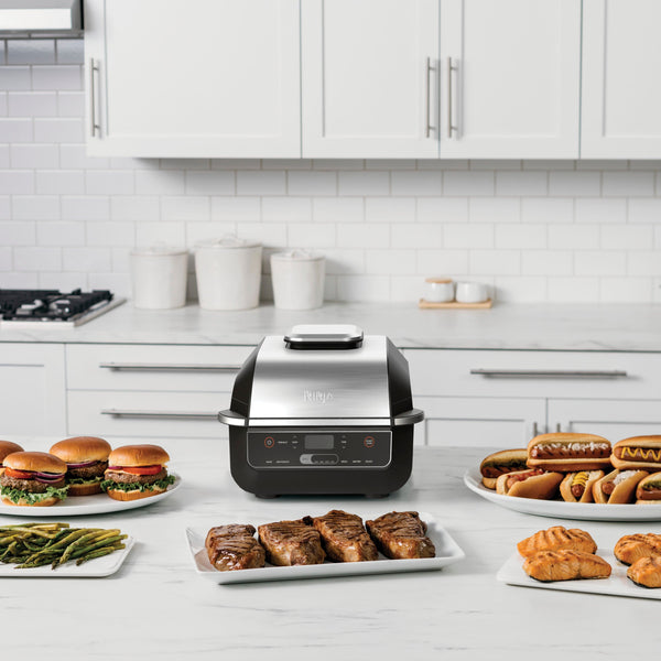 Ninja - Foodi 6-in-1 Countertop Indoor Grill with 4-quart Air Fryer, Roast, Bake, Broil, Dehydrate - Stainless Steel