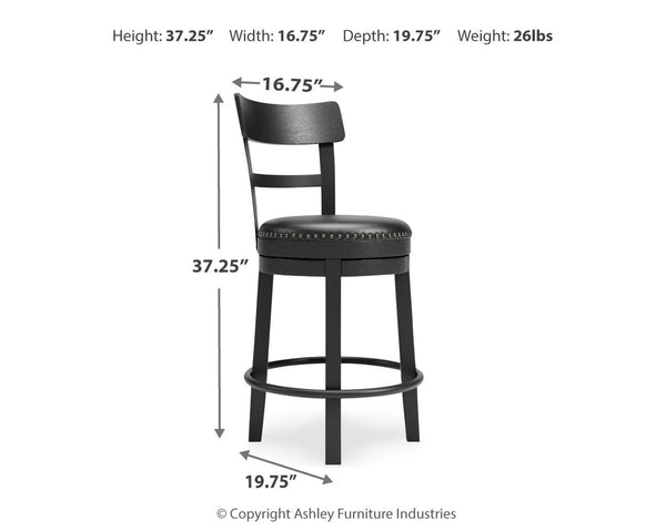 Valebeck - Full Back Swivel Stool #black