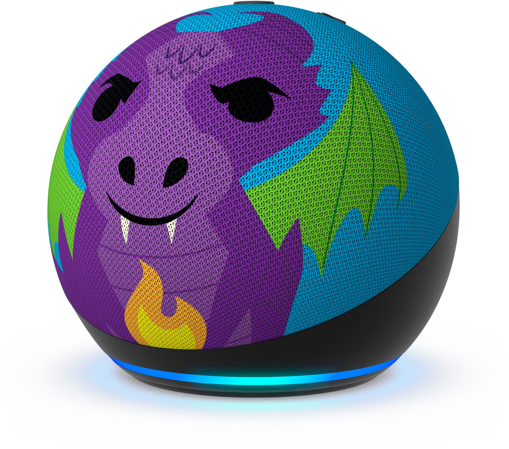 Echo Dot Kids with Alexa (newest model), Designed for kids, w/ parental controls, Includes 1 Year of Amazon Kids+ - Fire Dragon
