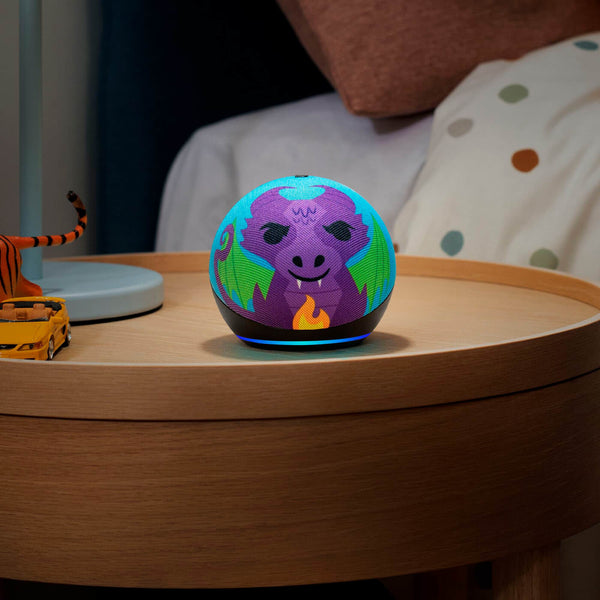 Echo Dot Kids with Alexa (newest model), Designed for kids, w/ parental controls, Includes 1 Year of Amazon Kids+ - Fire Dragon