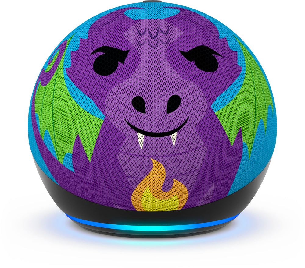 Echo Dot Kids with Alexa (newest model), Designed for kids, w/ parental controls, Includes 1 Year of Amazon Kids+ - Fire Dragon