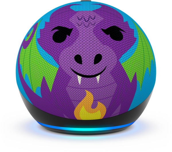 Echo Dot Kids with Alexa (newest model), Designed for kids, w/ parental controls, Includes 1 Year of Amazon Kids+ - Fire Dragon