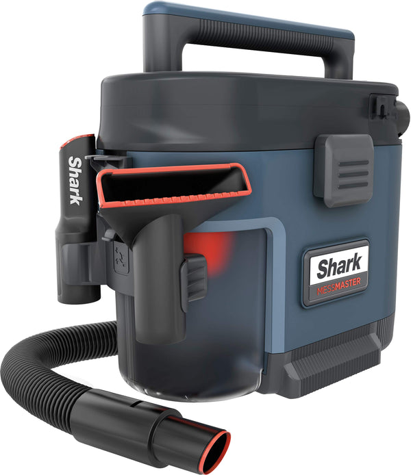 Shark - MessMaster Portable Wet/Dry Vacuum, 1 Gallon Capacity, Corded, Handheld, Perfect for Pets & Cars with Bonus Carpet Tool - Blue