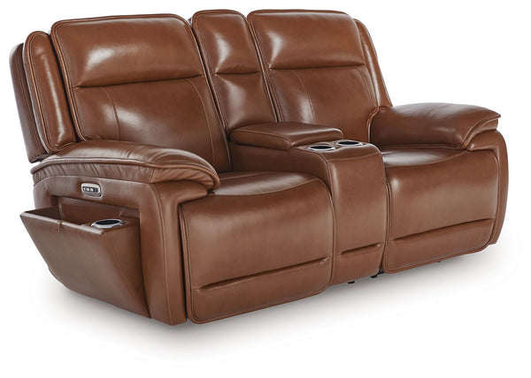 Sofá biplaza reclinable eléctrico Healy Pier con consola y reposacabezas ajustable - Chocolate