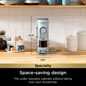 Ninja - Pods & Grounds Specialty Single-Serve Iced Coffee Maker, K-Cup Pod Compatible with Foldaway Milk Frother - Glacier Blue