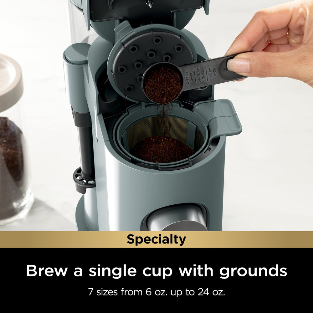 Ninja - Pods & Grounds Specialty Single-Serve Iced Coffee Maker, K-Cup Pod Compatible with Foldaway Milk Frother - Sage Green