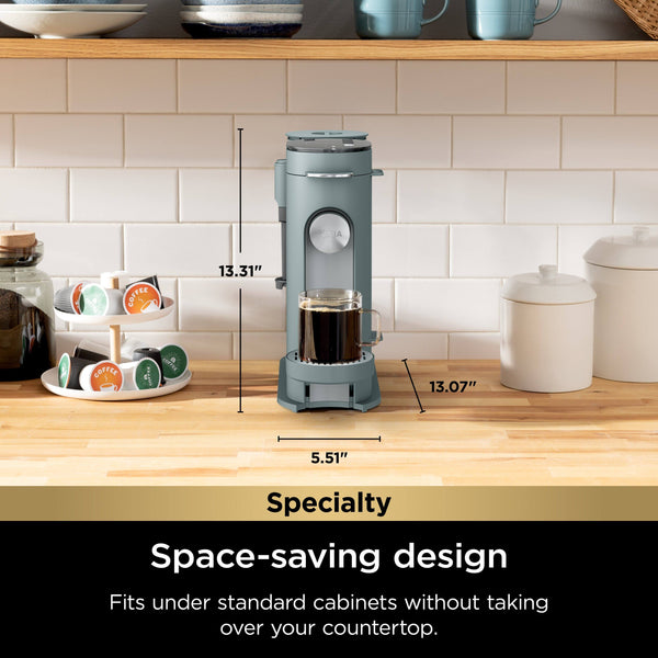 Ninja - Pods & Grounds Specialty Single-Serve Iced Coffee Maker, K-Cup Pod Compatible with Foldaway Milk Frother - Sage Green