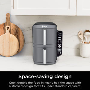 Ninja - DoubleStack XL 10 QT, 6-in-1, 2-Basket Air Fryer, Space Saving Design - Gray