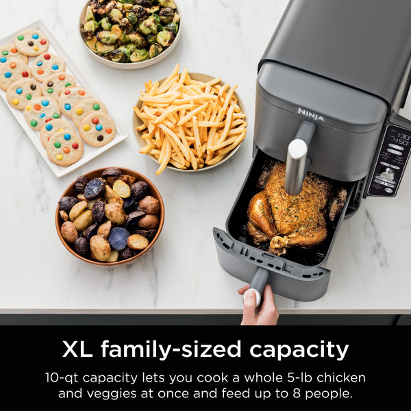 Ninja - DoubleStack XL 10 QT, 6-in-1, 2-Basket Air Fryer, Space Saving Design - Gray