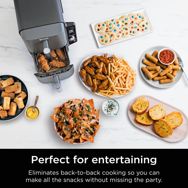 Ninja - DoubleStack XL 10 QT, 6-in-1, 2-Basket Air Fryer, Space Saving Design - Gray