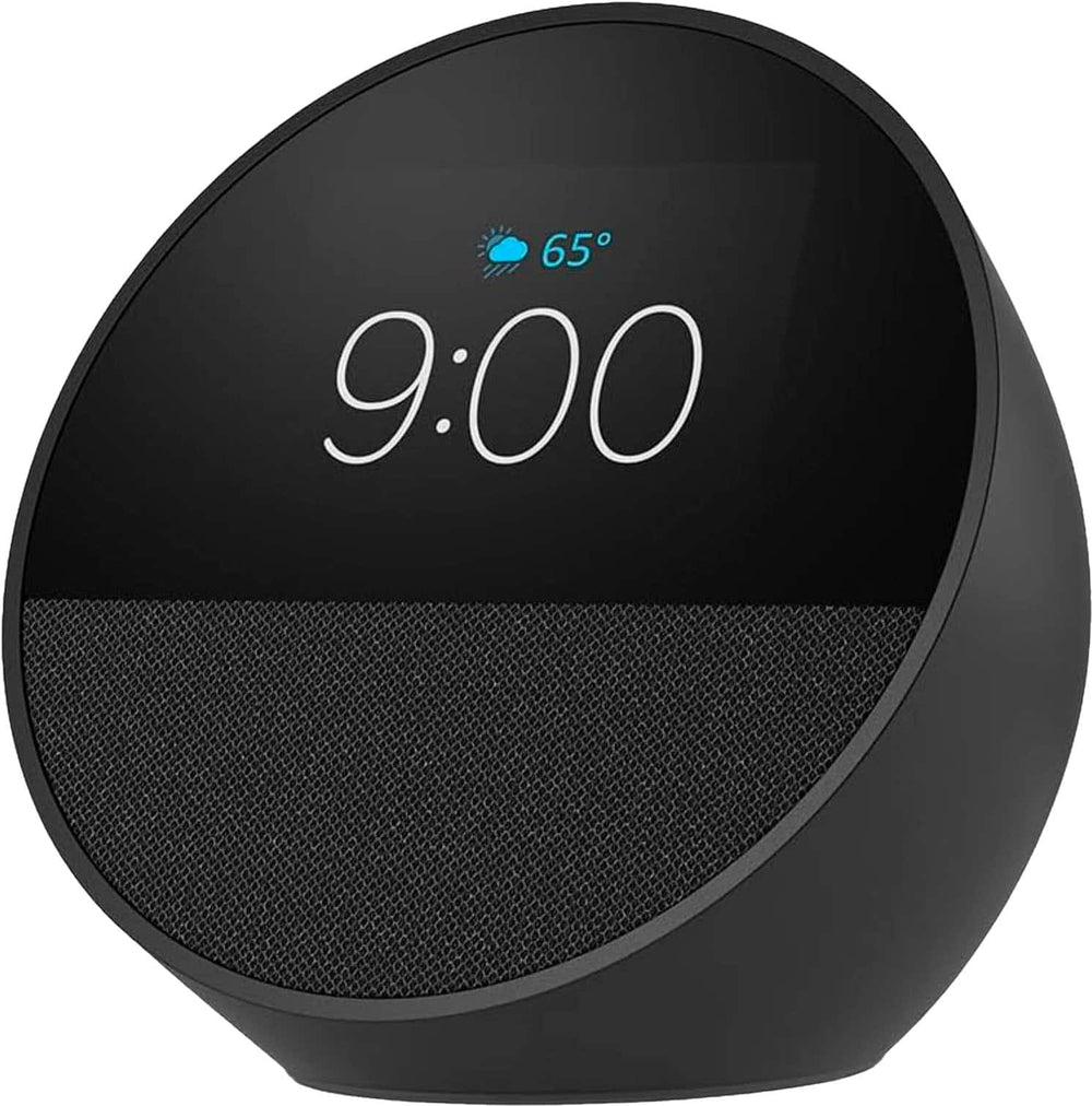 Amazon - Echo Spot (2024 release), Smart alarm clock with vibrant sound and Alexa - Black