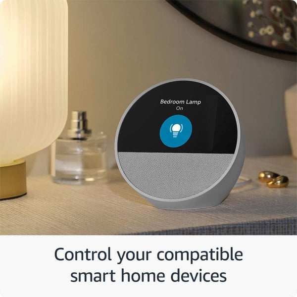 Amazon - Echo Spot (2024 release), Smart alarm clock with vibrant sound and Alexa - Ocean Blue