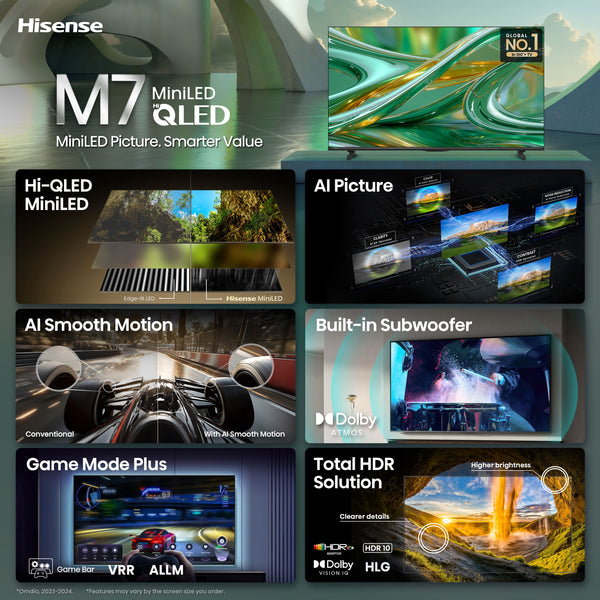 Hisense - 65" Class M7 MiniLED Series Hi-QLED 4K UHD Smart Roku TV (2026)