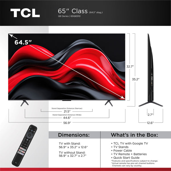 TCL - 65" Class Q6-Series 4K UHD QLED Smart Google TV (2024)