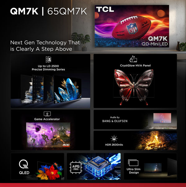 TCL - 65" Class QM7K Series 4K UHD HDR QD Mini LED Smart TV with Google TV (2025)