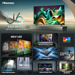 Hisense - 65" Class U6 Series Mini-LED 4K UHD QLED Smart Google TV (2024)