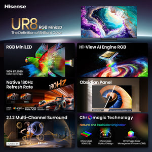 Hisense - 65" Class UR8 RGB MiniLED Series UHD 4K HDR Smart Google TV (2026)