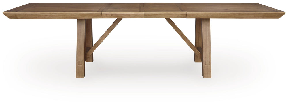 Ridgester - Mesa de comedor extensible rectangular - Marrón claro