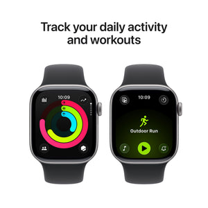 Apple Watch Series 11 (GPS+Cellular) 42mm Aluminum Case with Black Sport Band - S/M - Space Gray - (2025)