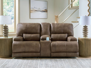 Sofá reclinable biplaza Beckley Place con consola y reposacabezas ajustable - Earth