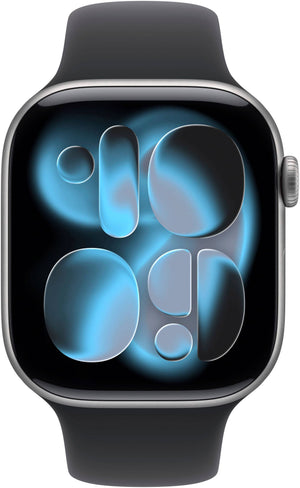 Apple Watch Series 11 (GPS) 46mm Space Gray Aluminum Case with Black Sport Band - M/L - Space Gray - (2025)