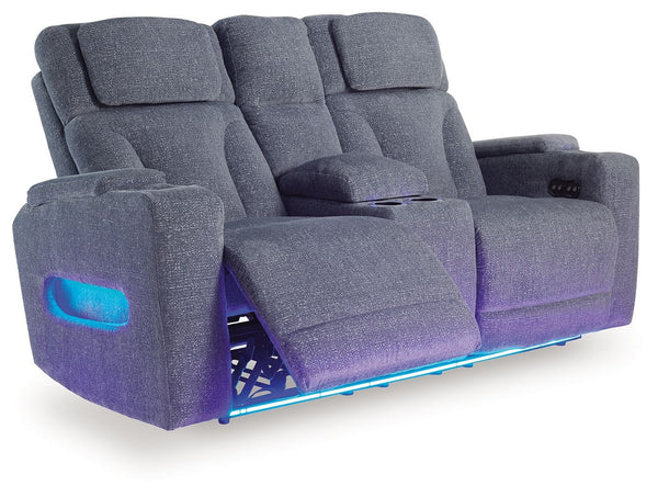 Studio Cave - Sofá biplaza reclinable eléctrico con consola - Acero