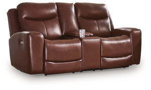 Bexhurst - Power Reclining Loveseat With Console / Adjustable Headrest #darkbrown