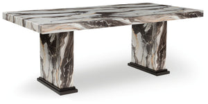 Jeshina - Mesa de comedor - Marrón oscuro / Beige