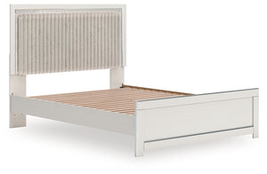 Zuraleus - Upholstered Panel Platform Bed With Roll Slats #white #queen
