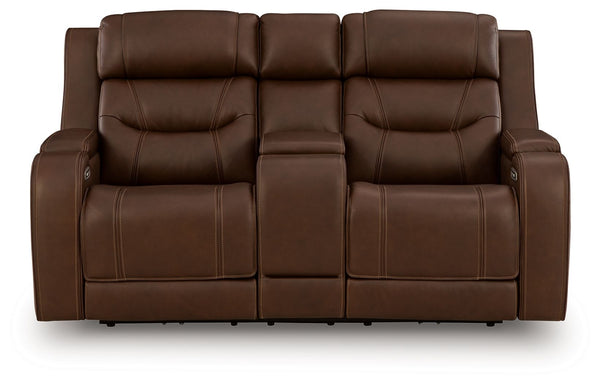 Knightington - Power Reclining Loveseat With Audio Seating #darkbrown