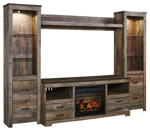 Trinell - Entertainment Center #5pc.-entertainmentcenter-63"tvstandwithfauxfirebrickfireplaceinsert