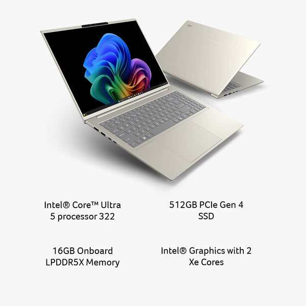 Acer - Swift Go 16 AI – Copilot+ PC – 16” 2K OLED Touchscreen Laptop – Intel Core Ultra 5 322 – 16GB Memory – 512GB Storage - Vapor Silver