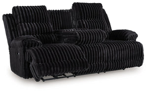 Rhine Falls - Reclining Power Sofa With Drop Down Table - Onyx