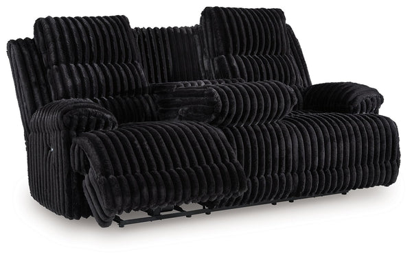 Rhine Falls - Reclining Power Sofa With Drop Down Table - Onyx